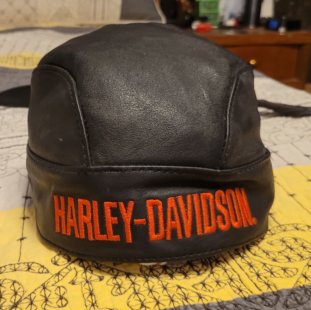 Harley leather skull cap durag
